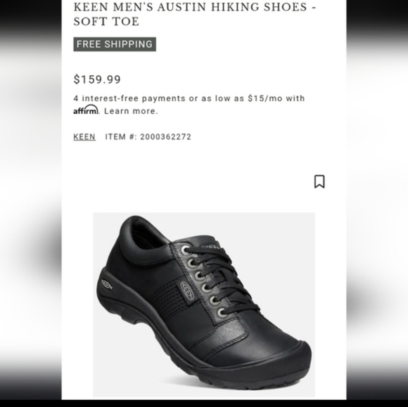 Keen Austin Leather Water Resistant Black Hike Walk Casual Sneaker Shoe Men 10.5 - Picture 11 of 13